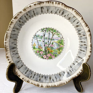 Royal Albert Silver Birch Soup or Cereal Bowl Bone China Made in England 6.25”